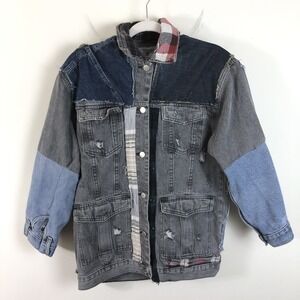 Redial Distressed Denim Jean Jacket Jacket Women's Sz M 38 Gray Blue Rare